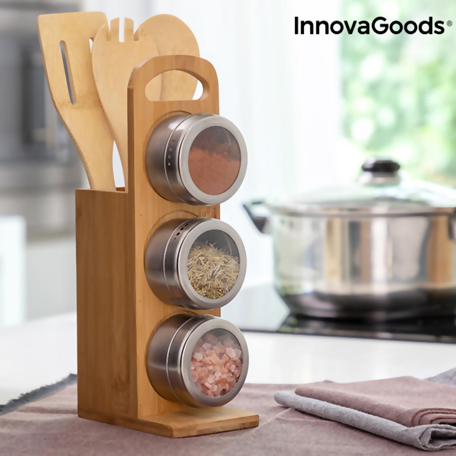 Bamboo Set & Magnetic Spice Tins