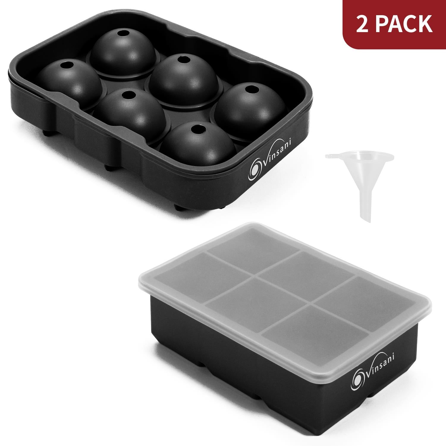 Silicone Ice Cube Tray Set – 2PCS (Sphere & Cube Molds)
